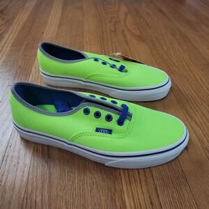 Vans Authentic Low Top Shoes Womens Sz 7 Neon Lace Up Casual Canvas‎